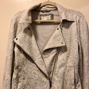 Floral Printed Light Jacket, A Line Zipper